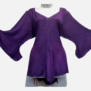 FUNKY STUFF hippy gypsy dark green acid washed rayo/cottnTOP TUNIC XL